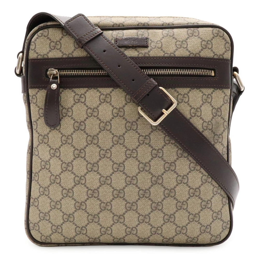 Gucci GG Supreme Plus Crossbody Bag Leather Beige Brown Cream